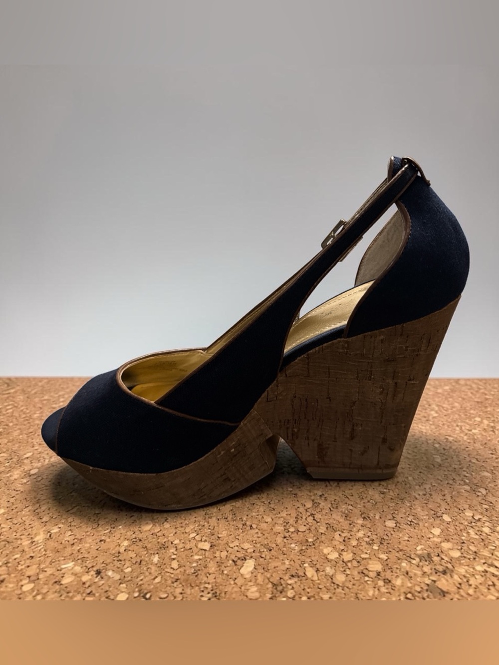 Marco Santi Designer Cutout Cork Platform Wedge Sandals Size: 8.5